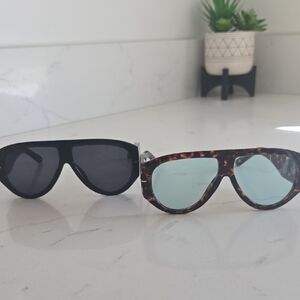 Oversized Aviator Sunglasses Set - Black and Tortoiseshell